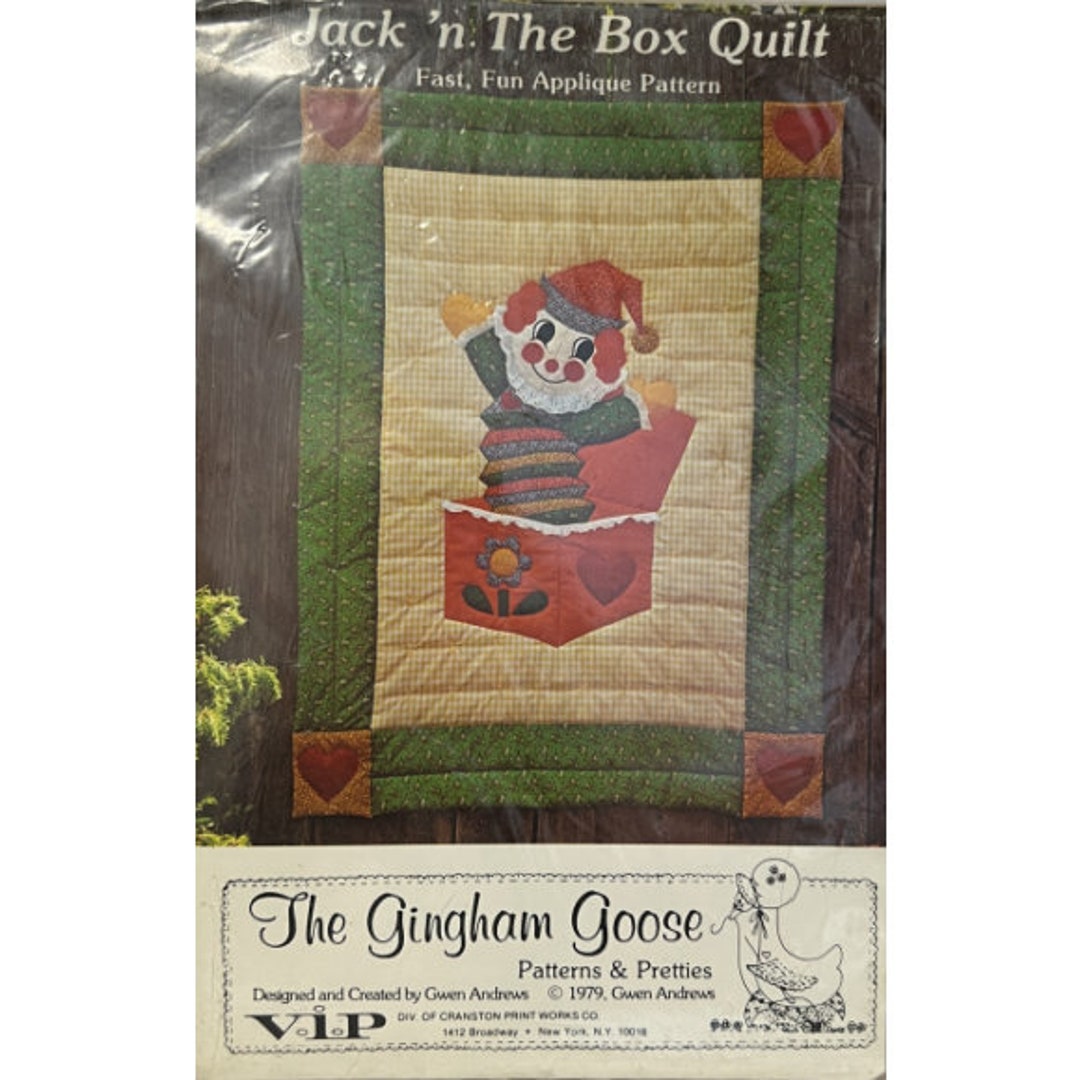 Vintage ©1979 the Gingham Goose Quilt Pattern Jack 'N the Box Quilt by