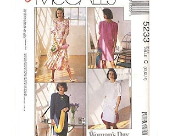 Vintage ©1991 Easy McCall's Pattern 5233 - Misses' One or Two Piece Dresses - Size 10,12,14