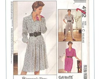 Vintage ©1989 - McCall's 4102 - Pantsuit or Dress Pattern - Size 10,12,14