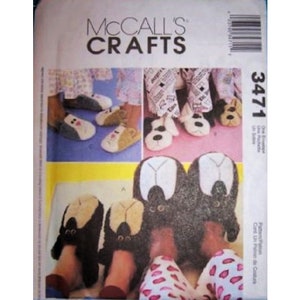 McCall&#39;s Crafts Pattern 3471 Adult and Children&#39;s Slippers - Children S-XL, Adult S-XL