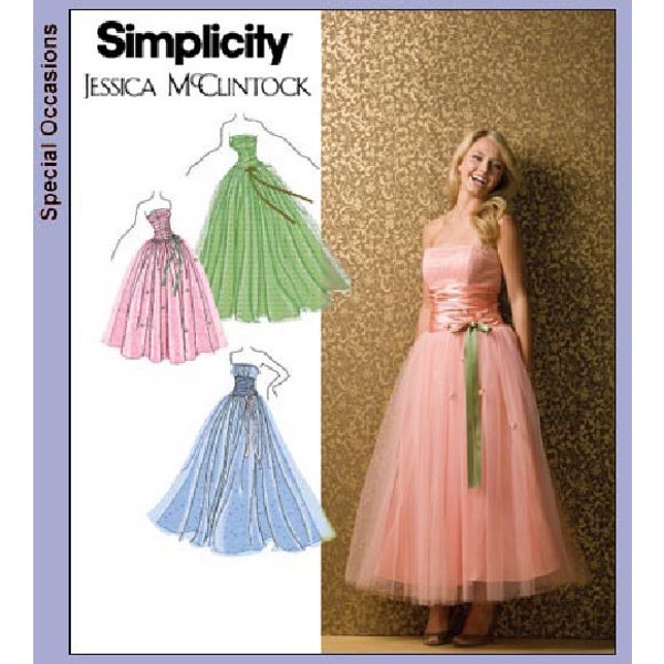 Vintage ©2007 Simplicity 3878 Pattern - Misses Special Occasion Strapless Dress by Jessica McClintock - Size 4-6-8-10-12