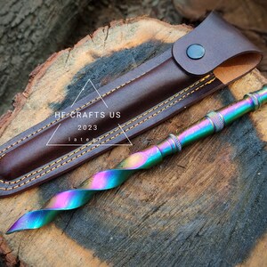 Custom Handmade Damascus Steel Tri Edge knife Quad