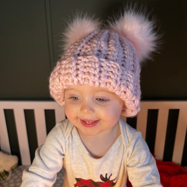 Handmade Crochet Infant Winter Hat, Gender Neutral Baby Beanie, Must Have Baby Shower Gift, 6-12 Month Baby Beanie, Winter Baby Must Have