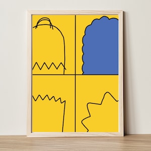 Imprimé inspiré des Simpson, Téléchargement instantané, Affiche minimaliste
