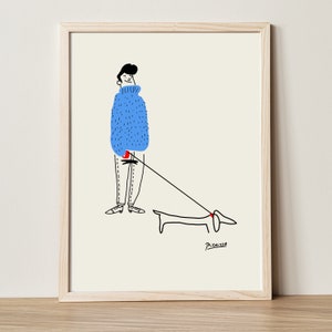 Man and dog print, Inspired by Picasso, Minimalist poster, Instant Download, Minimalist print, Dog Picasso, Dog abstract, Picasso
