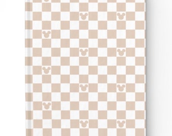 Light neutral tan Mickey Checkered Autograph Book