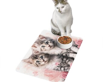 Kittens, Paws and Claws Pet Food Mat (12x18), Feeding Placemat,Upgrade Your Pet's Dining Area with Our Sweet Cats Food Mat