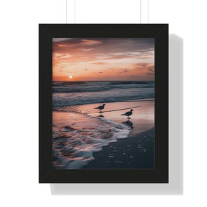 Peace at the Beach, Sunset Framed Print, Wall Art, Room Decor, Gift for Mother&#39;s Day, Father&#39;s Day, Teacher gift