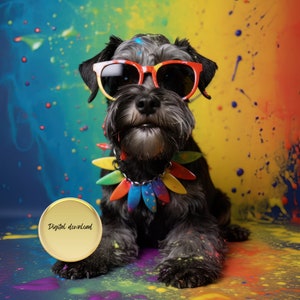 Schnauzer Digital Download, 8 Unique Party Animals, Gift for Miniature Schnauzer Lover, Mom, Dad, Wall Art, Unique
