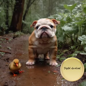 English Bulldog Puppy Digital Download, Dog Nursery Decor, Puppy Printable, Gift Idea, Teacher Gift