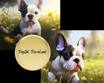 Frenchie Puppy Digital JPG Downloads,  French Bulldog Printable, Wall Art, Kids Room Decor,Wall Hanging,