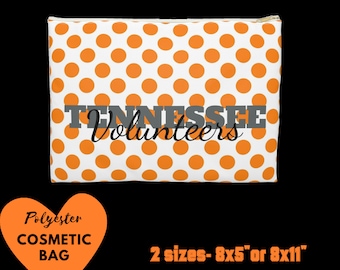 Tennessee Volunteers Custom Travel Accessory Pouch, Cosmetic Bag, Orange and White