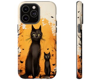 Custom & Special Crazy Spooky Black Halloween Cat Phone Case for iPhone, Samsung, Galaxy and Google Pixel