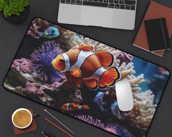 Desk Mat - Clown Fish - Gamers Mat  - 3 Sizes - Large Custom Mouse Pad