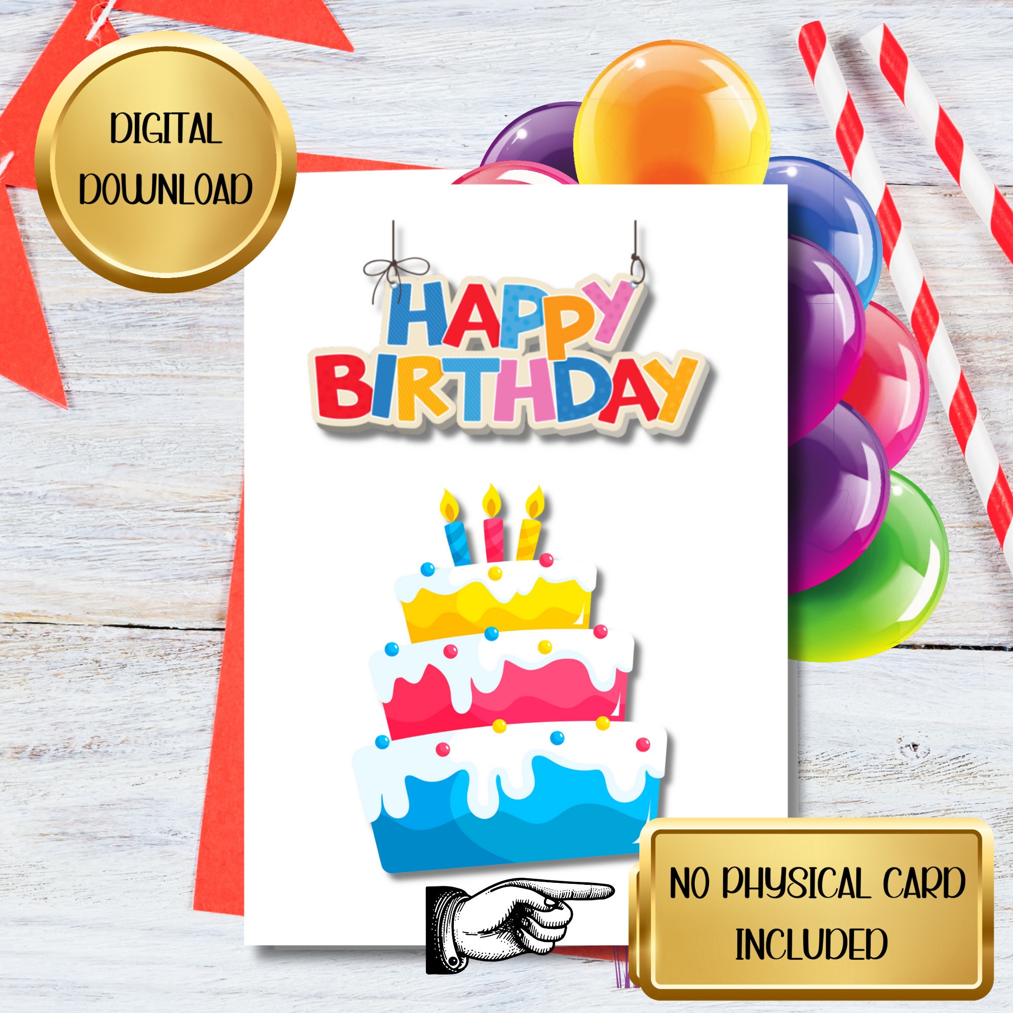 Print at Home Birthday Card Digital Download Printable DIY Happy Bday ...