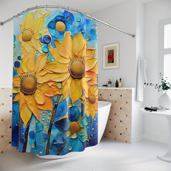 Sunflower Shower Curtain Etsy