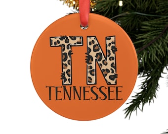 Tennessee Volunteers Christmas Ornament, UT Vols,  Acrylic Ornament with Ribbon, Double Sided, Luggage Tag