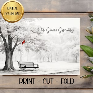 Print at home Sympathy Card Digital Download File Bereavement Card Sorry for your Loss Condolences
