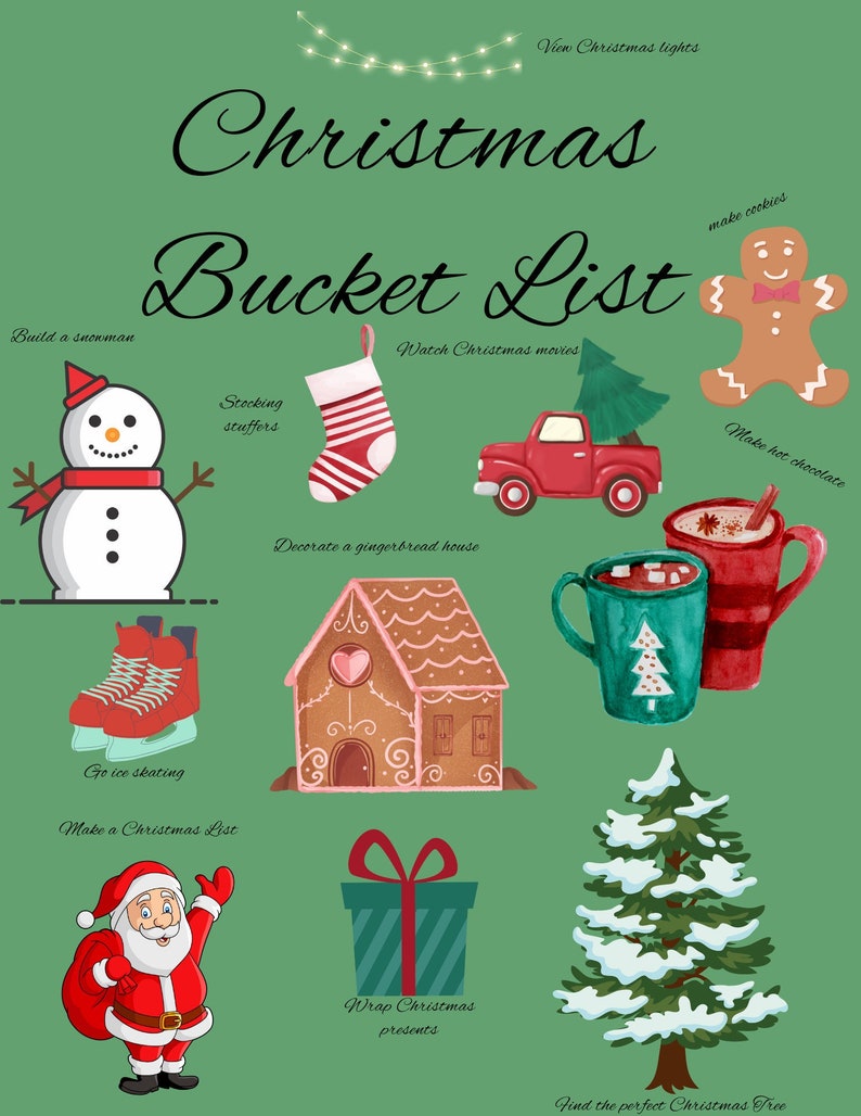 Christmas Bucket List Etsy
