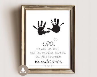 Handprint picture for grandpa - gift from children / from baby - You are simply wonderful - DIN A4 - digital download - print at home