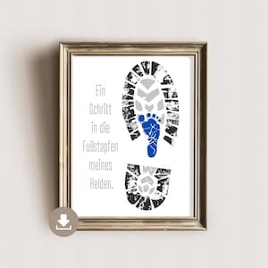 In Papas Fußstapfen treten - Baby Fußabdruck Bild - Geschenk Vatertag Geburtstag - Baby Füße Abdruck pdf - Geschenk zur Geburt - DIN A4