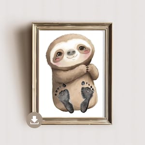 Sloth Footprint Poster - Cute Baby Wall Decor | Nursery Art | Digital Download | Baby Gift DIY | Animal Wall Art