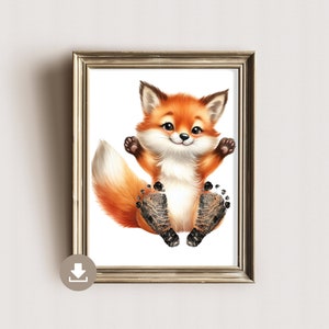 Baby Fußabdruck Bild Fuchsbaby - Fußabdrücke Neugeborenes - Babygeschenk zur Geburt - Geschenk Kleinkind - Kinderzimmerdeko