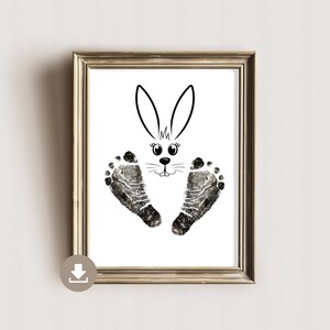 Imagen Huella Conejo de Pascua - Regalo de Niños - Felices Pascuas - Regalos DIY Imprimibles - Bebé - Recuerdo - Recuerdo - DIN A4