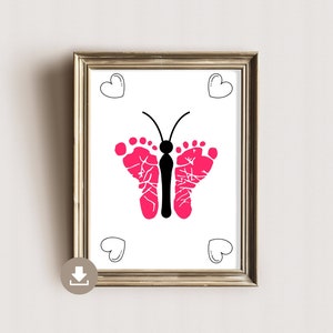 Huella imagen mariposa - regalo de niños - huella de la mano del bebé - recuerdo - DIN A4 - descarga digital - póster
