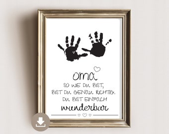 Handprint poster for grandma - footprint - gift from children/grandchildren - DIN A4 - digital download