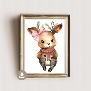 Baby footprint picture deer girl - footprints newborn - baby gift - gift toddler - nursery decoration - DIN A4