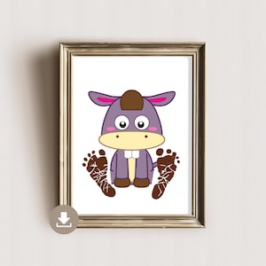 Imagen de huella burro - regalo de niños - cartel de huella de bebé - DIN A4 - descarga digital