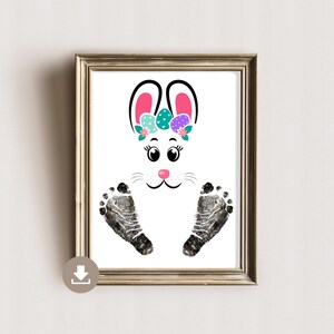 Imagen Huella Conejo de Pascua - Regalo de Niños - Felices Pascuas - Regalos DIY Imprimibles - Bebé - Recuerdo - Recuerdo - DIN A4