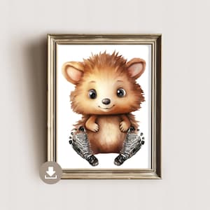 Baby footprint picture hedgehog baby, footprints, baby gift for birth, gift toddler, nursery decoration, DIN A4, digital download