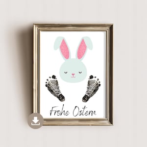 Póster Huella Conejo de Pascua - Regalo de Niños - Felices Pascuas - Regalos DIY Imprimibles - DIN A4 - Descarga Digital