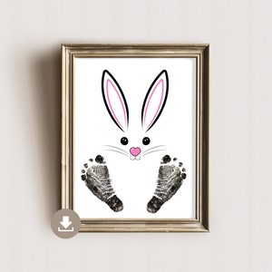 Imagen Huella Conejo de Pascua - Regalo de Niños - Felices Pascuas - Regalos DIY Imprimibles - Bebé - Recuerdo - Recuerdo - DIN A4