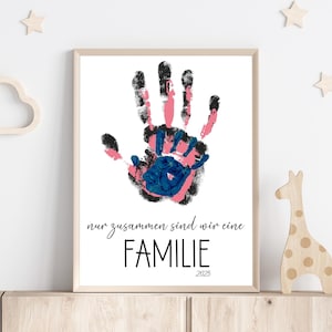 Familia de imágenes con huellas de manos - cartel familiar 2025 - recuerdo del bebé - memoria - DIN A4 - descarga digital