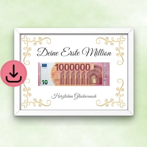 Your First Million Cash Gift - Printable - Golden Flourishes - One Million - Last Minute Gift - DIY Digital Download