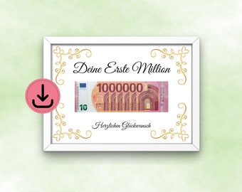 Your First Million Cash Gift - Printable - Golden Flourishes - One Million - Last Minute Gift - DIY Digital Download