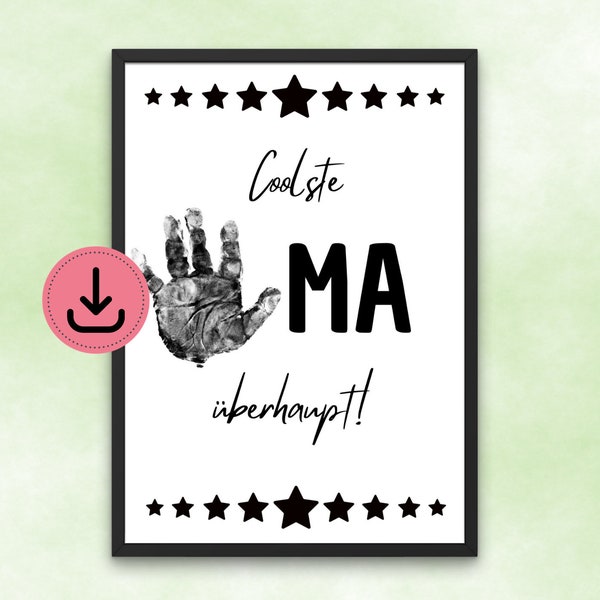 Coolest grandma ever handprint picture - stars - gift from grandchild - loving souvenir - DIN A4 - digital download - Christmas