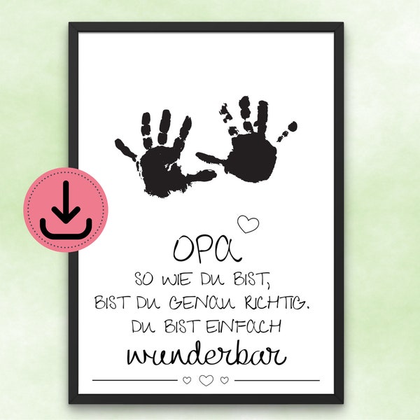 Handprint picture for grandpa - gift from children / from the baby - you are simply wonderful - DIN A4 - digital download - print it out at home