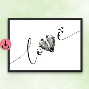Imagen de la huella del bebé AMOR - huellas del recién nacido - regalo del bebé para el nacimiento - regalo del niño pequeño - decoración de la habitación de los niños - decoración de la pared