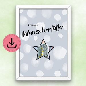 Pequeño regalo de dinero para cumplir deseos para imprimir directamente regalo de última hora Descarga digital DIY regalar billetes DIN A5
