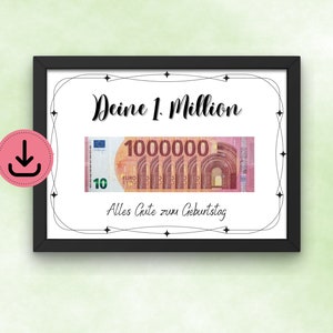 Your first million dollar cash gift - printable - last minute gift - give away a million - DIY - digital download