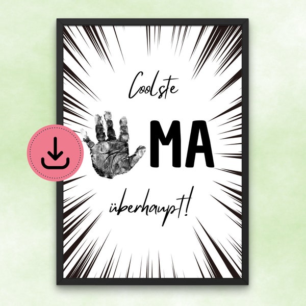 Coolest grandma ever handprint picture - stars - gift from grandchild - loving souvenir - DIN A4 - digital download - Christmas