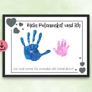 Mi padrino y yo imprimimos la imagen a mano - regalo de niños - bebé - recuerdo - memoria - huella - DIN A4 - descarga digital