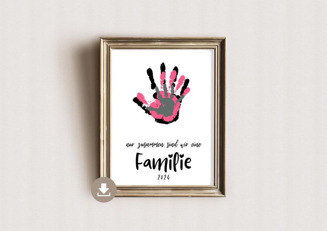 Handabdruck Bild Familie Familienposter 2024 Baby Andenken Erinnerung