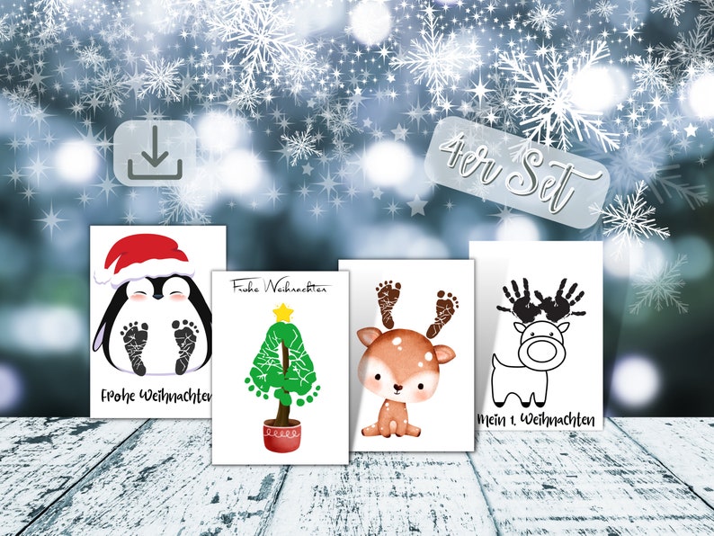 Familien Handabdruck Set Für 5 Personen - Baby Fußabdruck Massivholz Andenken