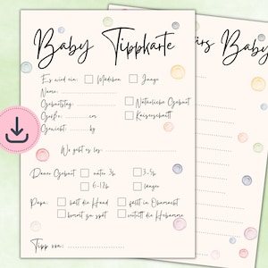 Cartes de conseils pour la baby shower à pois roses / à imprimer directement / DIN A5 + A6