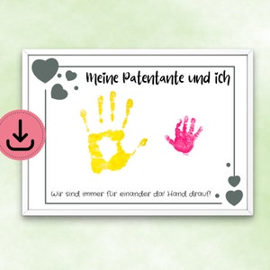 Mi madrina y yo imprimimos a mano la imagen - regalo de los niños - bebé - recuerdo - memoria - huella - DIN A4 - descarga digital